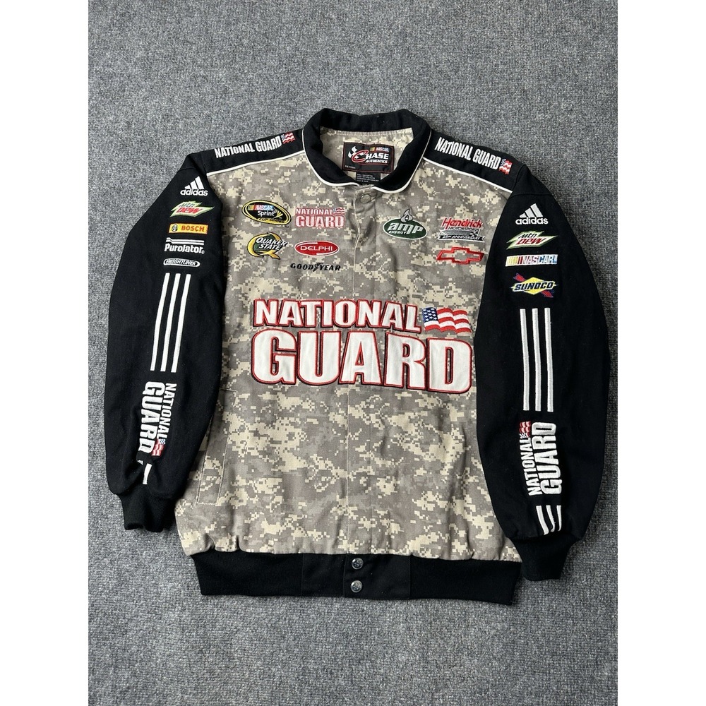 Mens NASCAR Dale Jr National Guard Camo Racing Jacket, Size M